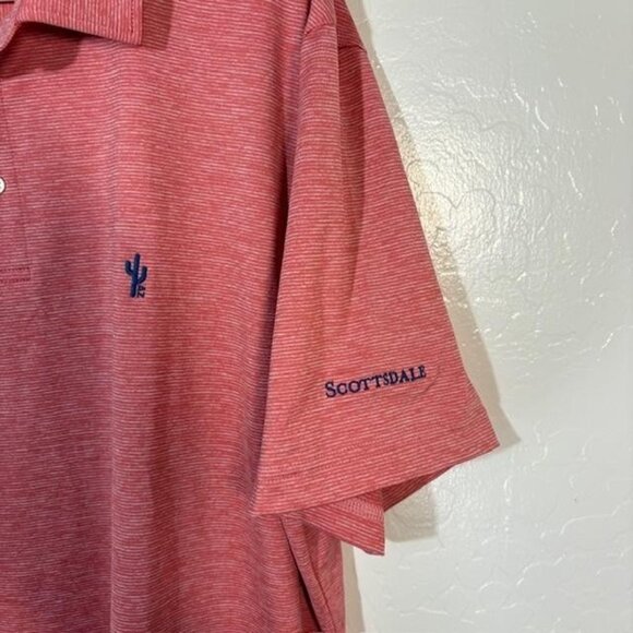 Vineyard Vines Polo Shirt Mens XL Red Micro Stripe Performance Scottsdale Cactus - Picture 4 of 7